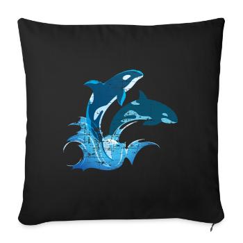 Wal Meeresbewohner Schwertwal Orca - Sofakissen mit Füllung 45 x 45 cm - Schwarz - Vorne