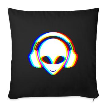 EDM - Electronic Dance Music - Alien - Sofakissen mit Füllung 45 x 45 cm - Schwarz - Vorne