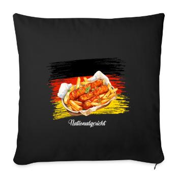 Currywurst french fries ketchup mayo German food - Sofa pillow with filling 45cm x 45cm - black - Front