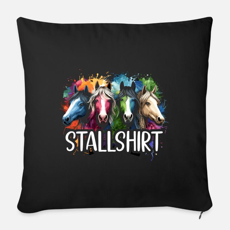 Pferde Stall Geschenk Gbeurtstag Reiten - Sofakissen mit Füllung 45 x 45 cm - Schwarz