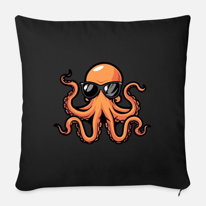 Oktopus Cool Tier - Sofakissen mit Füllung 45 x 45 cm - Schwarz
