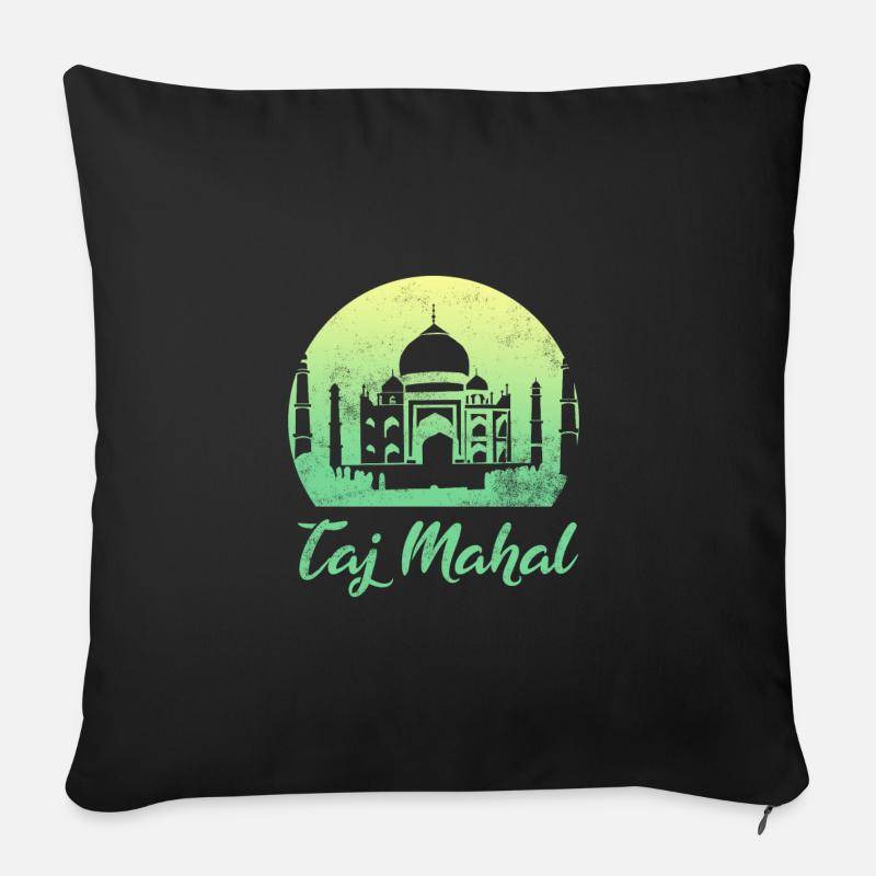 Taj Mahal - تاج محل - Sofa pillow with filling 45cm x 45cm - black