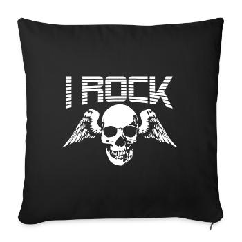 I Rock - Skull with wings - Sofa pillow with filling 45cm x 45cm - black - Front