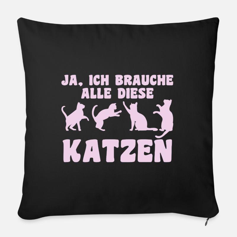 Katze Tier Katzen Geschenk - Sofakissen mit Füllung 45 x 45 cm - Schwarz