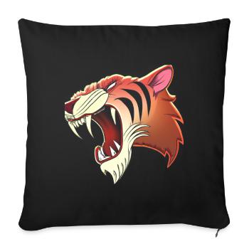 Saber-toothed head comic - Sofa pillow with filling 45cm x 45cm - black - Front