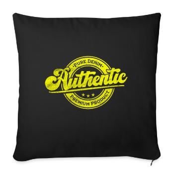 Produit premium pur denim authentique vintage rétro - Coussin et housse de 45 x 45 cm - noir - Devant