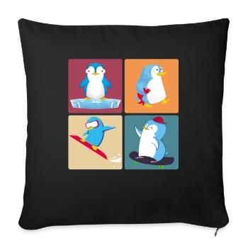 penguin - Sofa pillow with filling 45cm x 45cm - black - Front