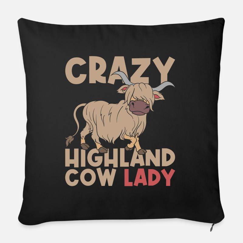 Highland Cattle Lady Scottish highland cattle - Sofa pillow with filling 45cm x 45cm - black