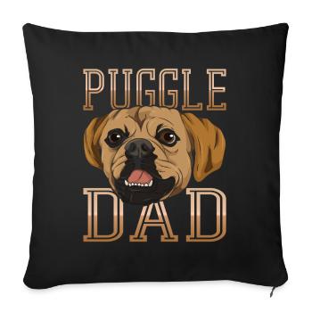 Idée cadeau fête des pères Papa Chien Ami Puggle - Coussin et housse de 45 x 45 cm - noir - Devant