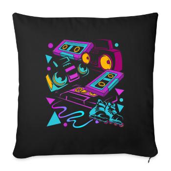 Cassette - Coussin et housse de 45 x 45 cm - noir - Devant