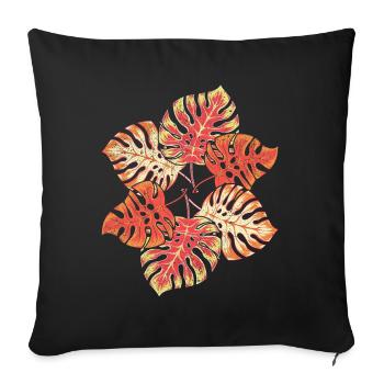 Plante tropicale Monstera feuilles Monstera - Coussin et housse de 45 x 45 cm - noir - Devant