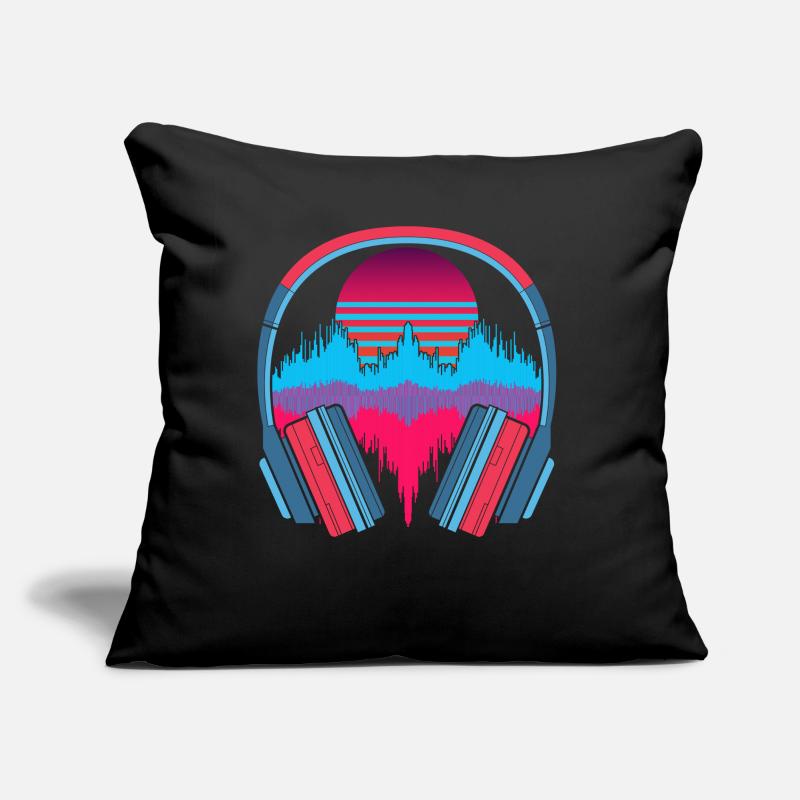 Music Gift Headphone 90s Synthwave Soundwave Sofa pillow with filling 45cm x 45cm
