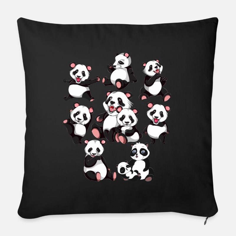 Pandabär - Sofakissen mit Füllung 45 x 45 cm - Schwarz