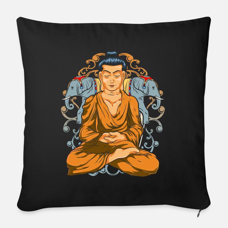 Hinduismus Geschenk Buddhismus Elefant Buddha - Sofakissen mit Füllung 45 x 45 cm - Schwarz