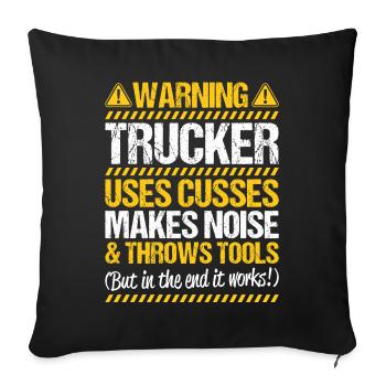 Chauffeur de camion Chauffeur de camion Chauffeur professionnel Camionneur - Coussin et housse de 45 x 45 cm - noir - Devant