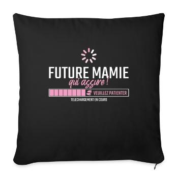 Annonce Future Mamie cadeau de naissance - Coussin et housse de 45 x 45 cm - noir - Devant