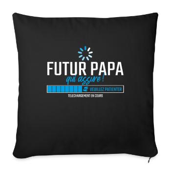 Annonce Future Papa cadeau de naissance - Coussin et housse de 45 x 45 cm - noir - Devant