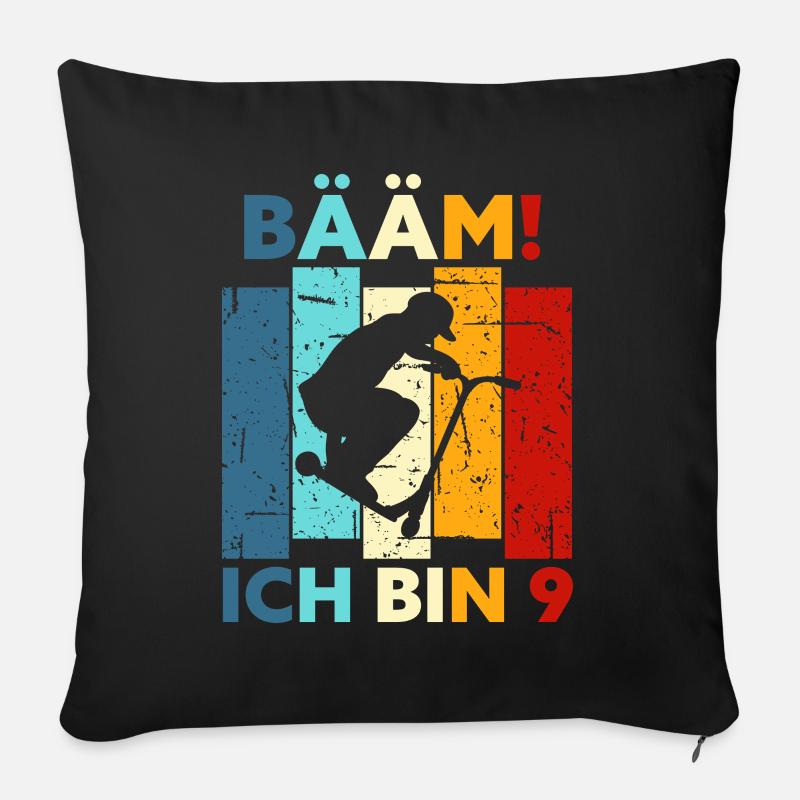 9. Geburtstag 9 Jahre Junge Geschenk Roller - Sofakissen mit Füllung 45 x 45 cm - Schwarz
