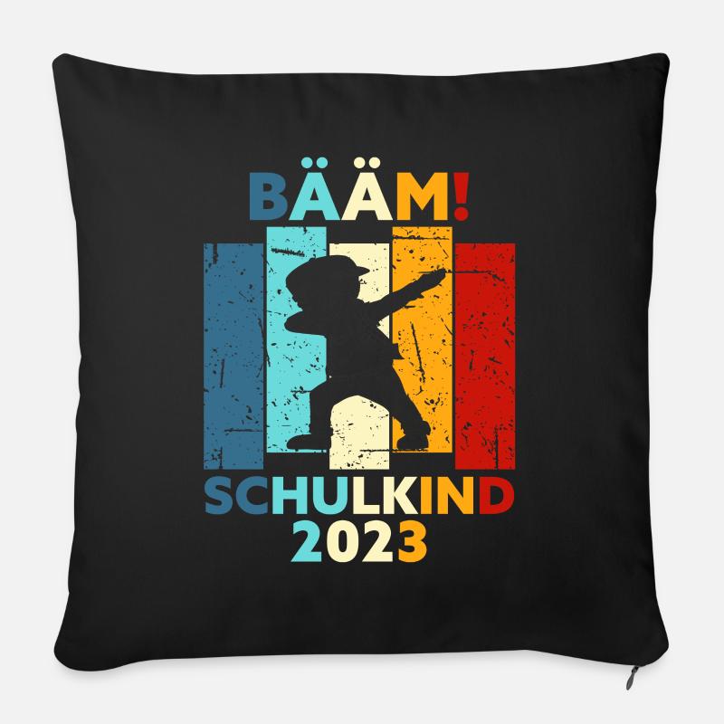 Einschulung 2023 Schulkind Grundschule Schulstart - Sofakissen mit Füllung 45 x 45 cm - Schwarz