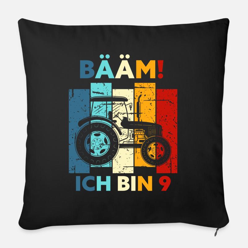 9. Geburtstag 9 Jahre Geschenk Neun Traktor - Sofakissen mit Füllung 45 x 45 cm - Schwarz