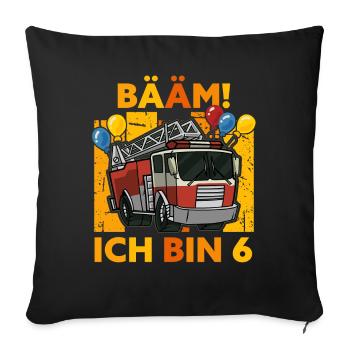 6. Geburtstag 6 Jahre Geschenk Feuerwehr Auto - Sofakissen mit Füllung 45 x 45 cm - Schwarz - Vorne