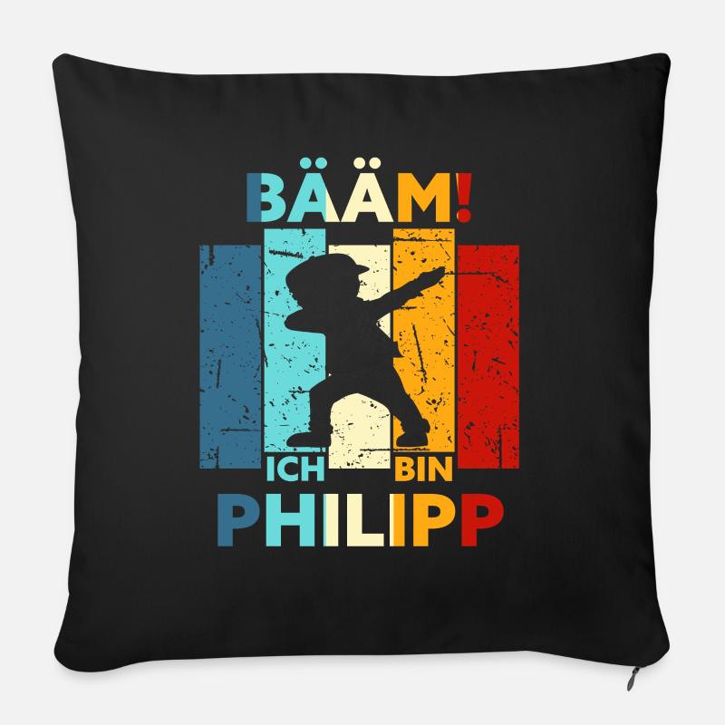 Philipp Geschenk Name Vorname Geburtstag - Sofakissen mit Füllung 45 x 45 cm - Schwarz