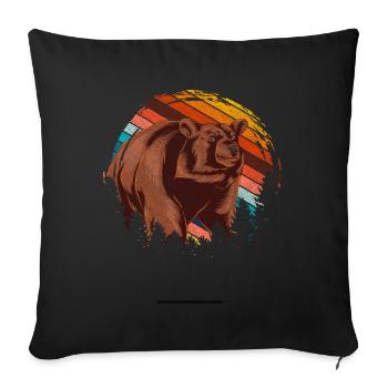 Animal Lover Forest Animal Gift Retro Bear - Coussin et housse de 45 x 45 cm - noir - Devant