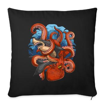 Kraken Meeresbewohner Hai Tier Geschenk Oktopus - Sofakissen mit Füllung 45 x 45 cm - Schwarz - Vorne