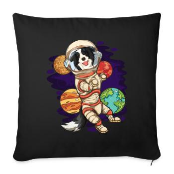 Univers Chiens Cadeau Astronaute Border Collie - Coussin et housse de 45 x 45 cm - noir - Devant