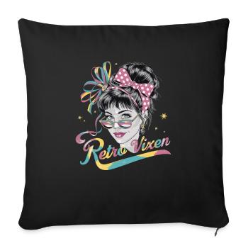 Stylische Retro 1980 Regenbogen-Retro Vixen für - Sofakissen mit Füllung 45 x 45 cm - Schwarz - Vorne