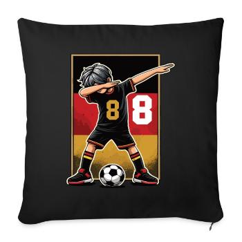 Football Garçon 8 Ans Noir Rouge Or - Coussin et housse de 45 x 45 cm - noir - Devant