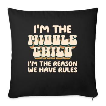 Familie Kinder Geschwister Lustig Geschenkidee - Sofakissen mit Füllung 45 x 45 cm - Schwarz - Vorne