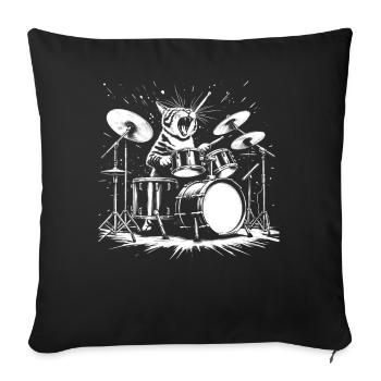 Rock Music Cat Funny Humor Gift Idea - Sofa pillow with filling 45cm x 45cm - black - Front