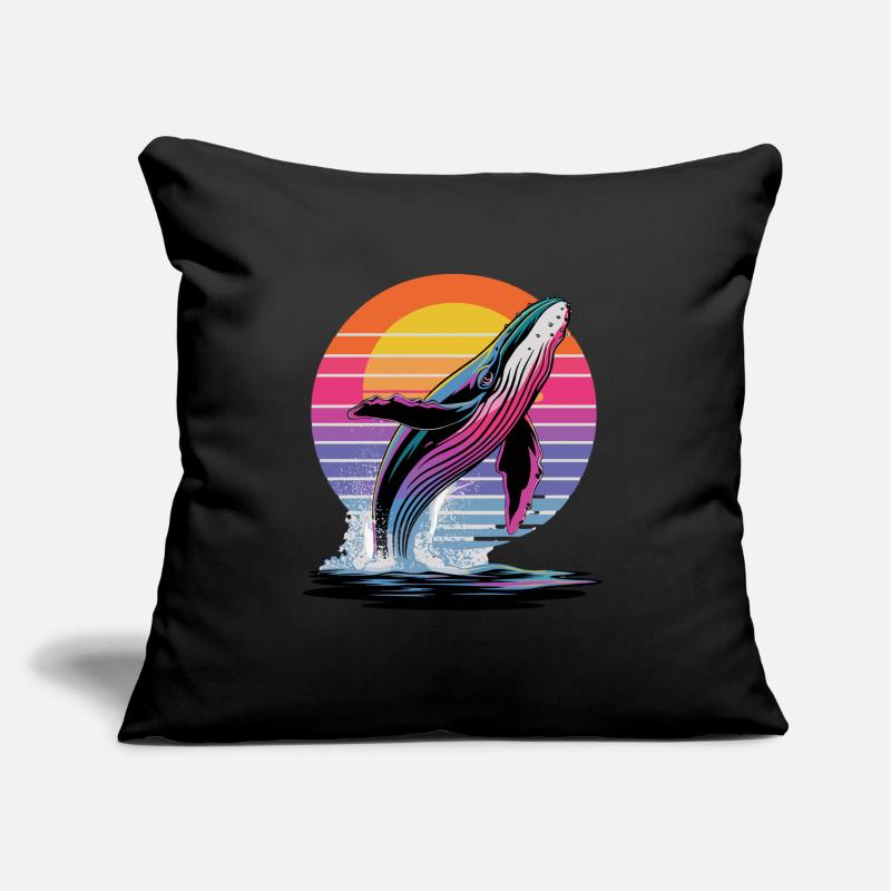 Baleine au coucher du soleil devant un Coussin et housse de 45 x 45 cm