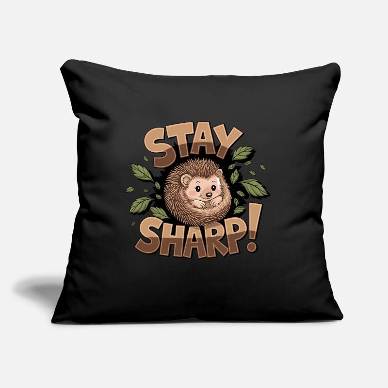Stay sharp hedgehog with leaves surrounded cute Sofa pillow with filling 45cm x 45cm