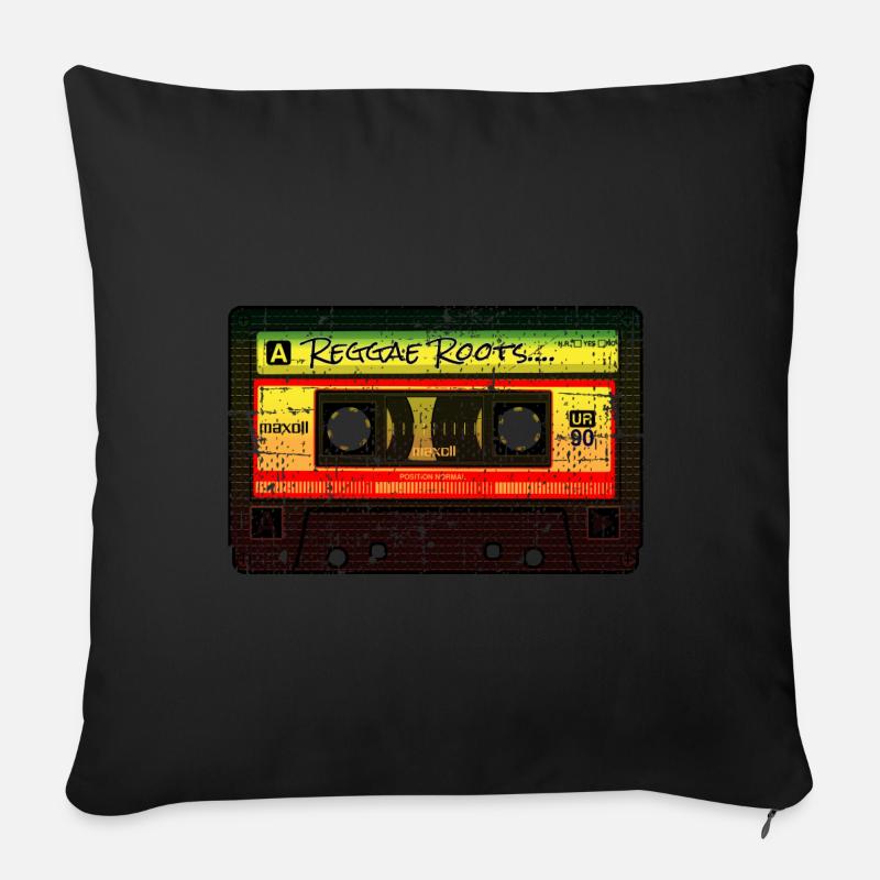 Reggae Rasta Carnival Dance Music Dub Cassette - Coussin et housse de 45 x 45 cm - noir