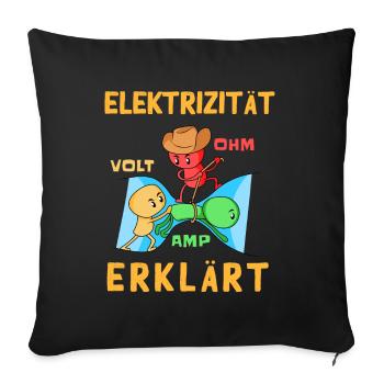 Elektrizität Erklärt - Elektriker - Sofakissen mit Füllung 45 x 45 cm - Schwarz - Vorne