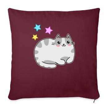 Süßen Kawaii Katze Und Sternen - Kawaii - Sofakissen mit Füllung 45 x 45 cm - Burgunderrot - Vorne