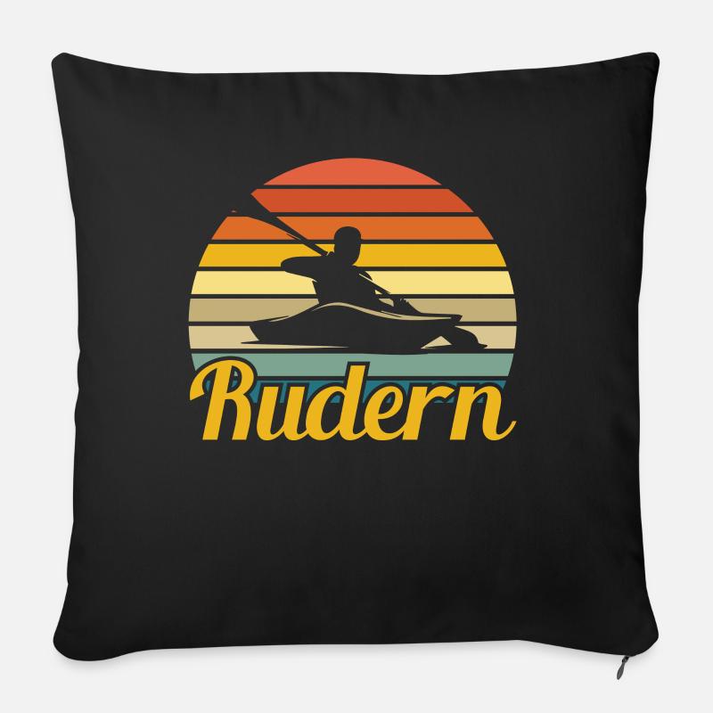 Rudern Ruderer Ruder Retro Geschenkidee - Sofakissen mit Füllung 45 x 45 cm - Schwarz