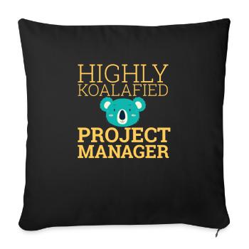 « Project Manager Koalafied | Project Manager » - Coussin et housse de 45 x 45 cm - noir - Devant