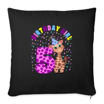 Children's Birthday Girl 5 years old Giraffe - Sofa pillow with filling 45cm x 45cm - black - Front