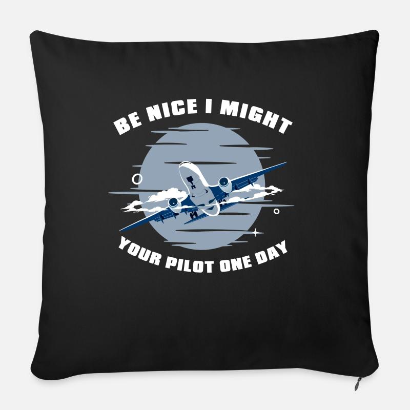 Flugzeug Pilot Flieger Flugzeugführer - Sofakissen mit Füllung 45 x 45 cm - Schwarz
