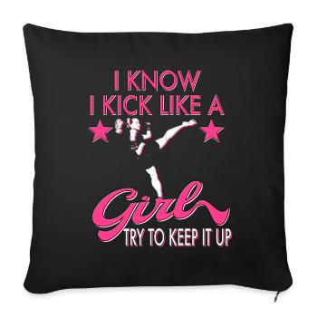 Karate Taekwondo Girls Women Karate Kick - Sofa pillow with filling 45cm x 45cm - black - Front