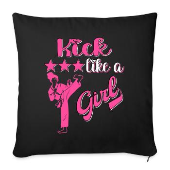 Karate Taekwondo Girls Women Karate Kick - Sofa pillow with filling 45cm x 45cm - black - Front