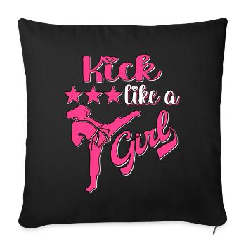 Karate Taekwondo Girls Women Karate Kick - Sofa pillow with filling 45cm x 45cm - black - Front