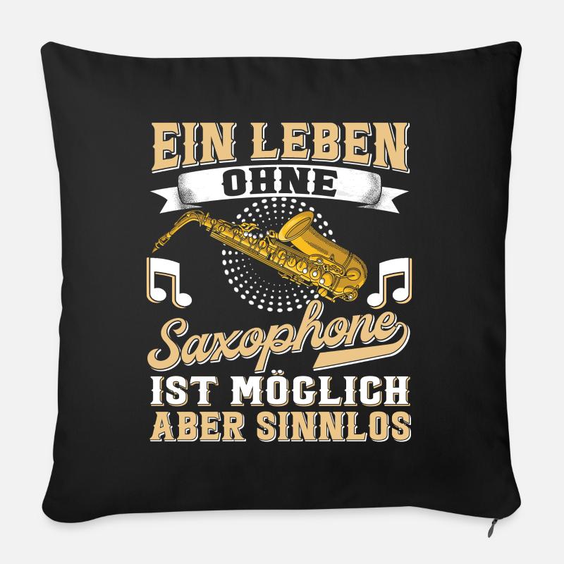 Saxophon. - Sofakissen mit Füllung 45 x 45 cm - Schwarz