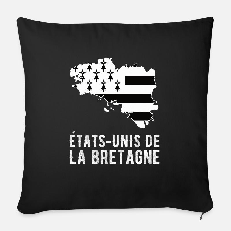Stati Uniti di Bretagna Breton Pride Gift - Cuscino da divano 45 x 45 cm con riempimento - nero