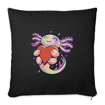 Lustiges Axolotl Herz - Sofakissen mit Füllung 45 x 45 cm - Schwarz - Vorne