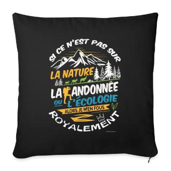 Randonneur - Nature Randonnée ou Écologie - Coussin et housse de 45 x 45 cm - noir - Devant