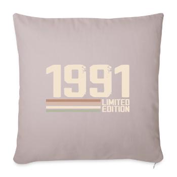 1991 Millésime 1991 Anniversaire 1991 Rétro 1991 - Coussin et housse de 45 x 45 cm - taupe clair - Devant